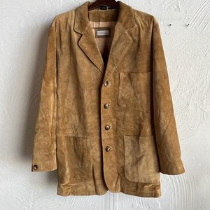 Barney’s New York Caramel Leather Long Jacket Trench Coat Sz. M